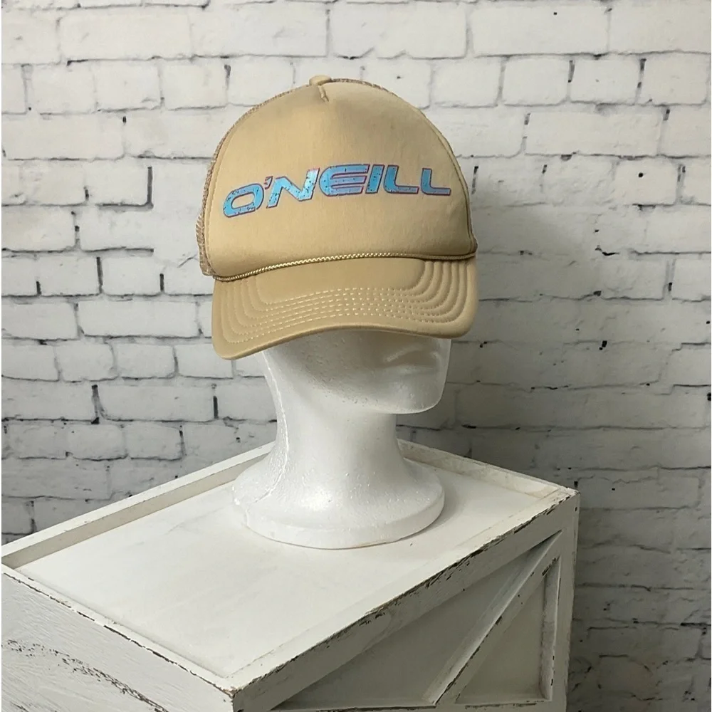 O Neill Beige Surf Wear Board Surfing Trucker Snapback Baseball Cap Hat